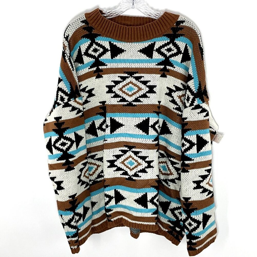 Savanna Jane Sweater Women 2X‎ Pullover Knit Boho Costal Southwestern Cowgirl